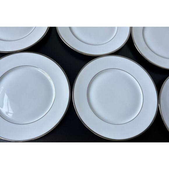 Set of 7 Furstenberg Nobility‎ German White & Gold Trim 8-inch Plates Dinnerware - Picture 2 of 8